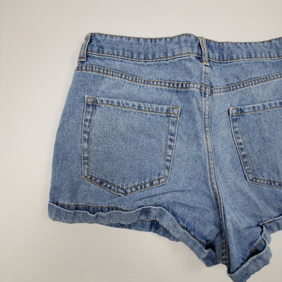 Forever 21 Womens shorts sz 30 high rise short short cotton light wash cuff - Picture 3 of 7